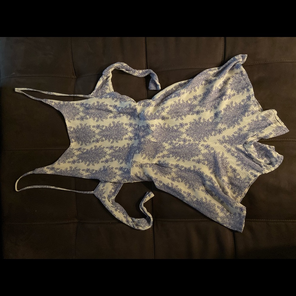 Sky blue and white sequenced romper